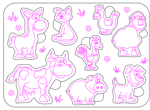 🐓 Puzzle din Lemn – Animale Domestice